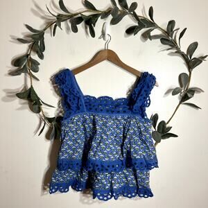 NWT Amaaya Blue Tiered Tank Blouse